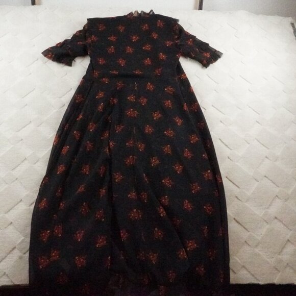 Zara Wrap Midi Dress Womens Womens Small Fluttered Floral Print Multi Color - Picture 15 of 16